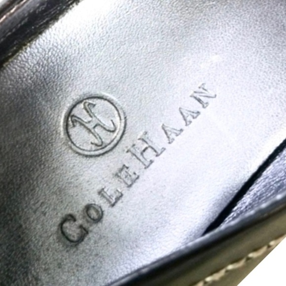 COLE HAAN Black Leather Square Toe Kitten Heels Silver Buckle Pump - Picture 8 of 8